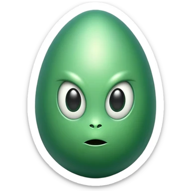 Green egg with alien face sticker