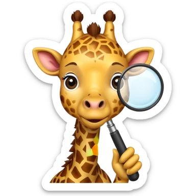 curious giraffe with magnifying glass sticker