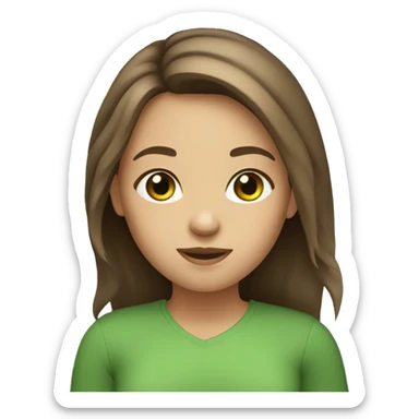 girl with green eyes and brown shoulder length hair  sticker