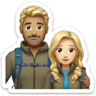 Mom and Dad Hiking blond Hair Blue eyes sticker