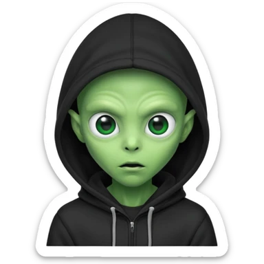 a portrait of aliens wear black hoodie sticker