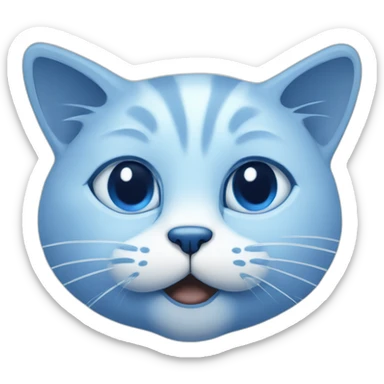 Blue simplistic sketch of a cute cat face sticker