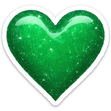 glitter green heart sticker