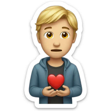 Man heart in hand crying  sticker