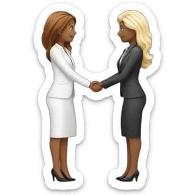 two white business women with different hair colors from each other shaking hands full bodies sticker
