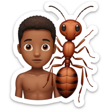 black boy with body of ant but regular head sticker