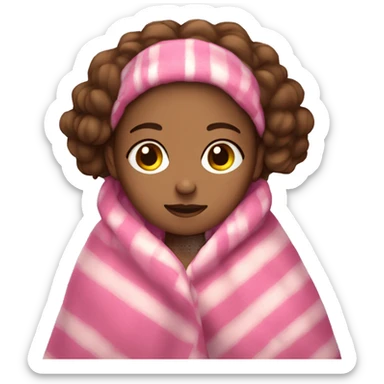  A brown hair girl with a pink blanket rapped around her  sticker