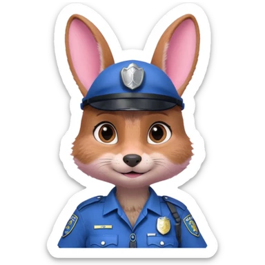 judy hopps with police suit from zootopia, pixar sticker