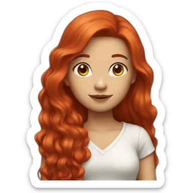 Girl with long red hair sticker