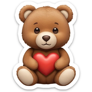 brown heart with teddy bear inside sticker