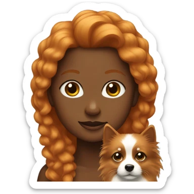 Ginger girl with black female spitz sticker
