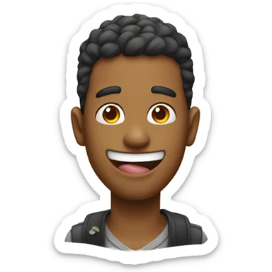 guy sticking out his tongue with a peace sign sticker