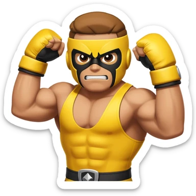 El Primo character from Brawl Stars, a muscular wrestler with a luchador mask and yellow and black outfit sticker