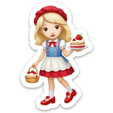 pretty and cute realistic modern day strawberry shortcake full body with red shoes emoji sticker