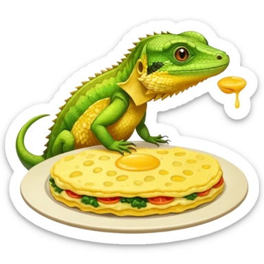 lizard eating omelette sticker