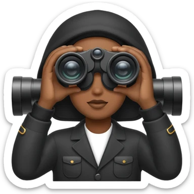 black hands holding  binoculars sticker