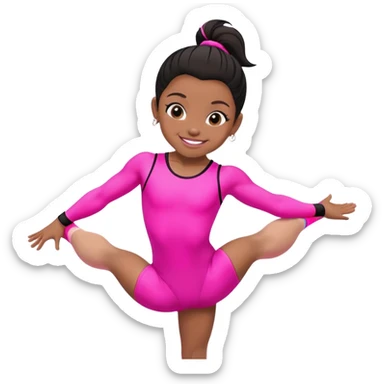 "A gymnast in neon pink and black outfit with a smile and a look of surprise." sticker