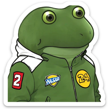 wearing a nascar jacket sticker