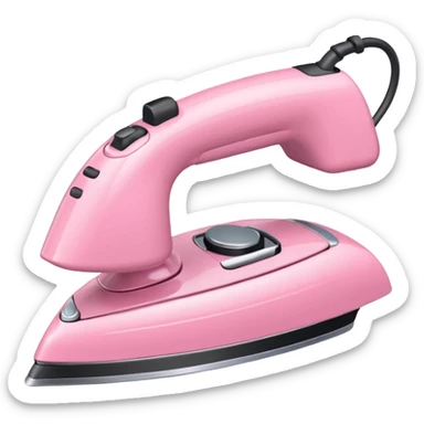 A baby pink hair iron in iOS emoji style, 3D icon, plastic texture, soft reflection, minimalist design. sticker
