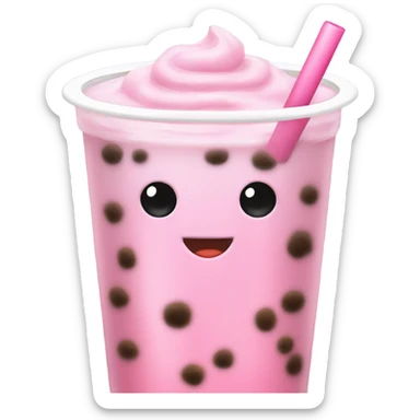 Light Pink boba tea realistic  sticker