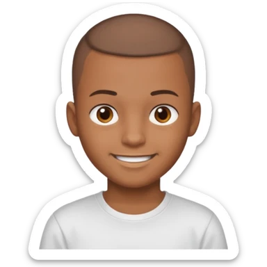 boy with Brown Buzz cut and brown eyes wear white t-shirt  sticker