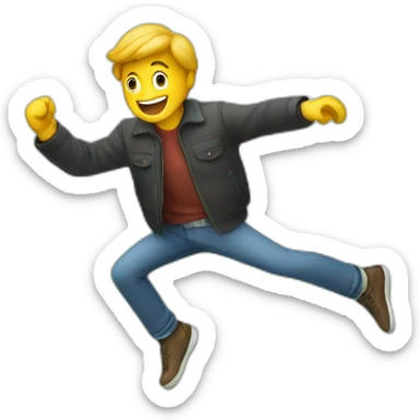 a man jumping over a fence with a mobile phone in his hands sticker