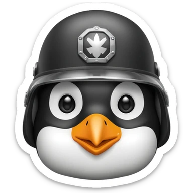 cute penguin soldier face only sticker