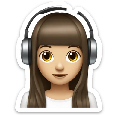 Girl Dj with cute frange and brunette haie sticker