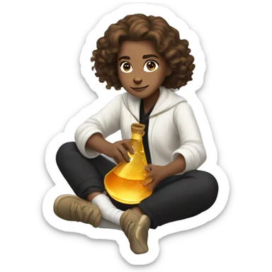 white hermione granger sitting on a floor creating potions sticker