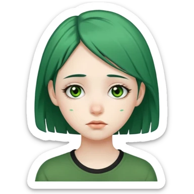 A teenager who looks like Billie Eilish when she had green and black hair tired sticker