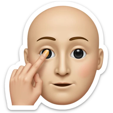 A classic emoji nose, no face, with a pointer finger touching the tip of it sticker