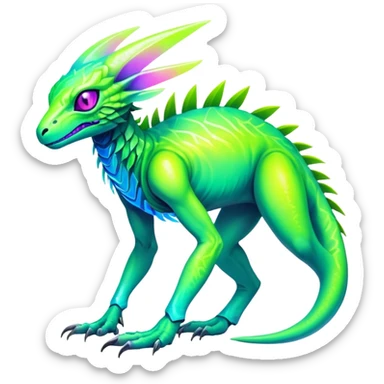 Tropical futuristic lush cool edgy neon Fionbri-Vernid-Elgyem-creature (full body) sticker