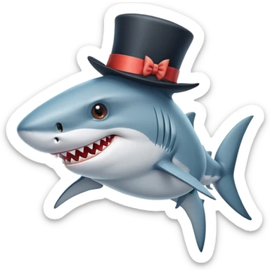 Shark with a top hat sticker