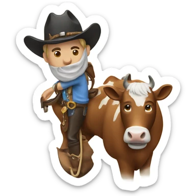 cowboy on a cow with saddle sticker