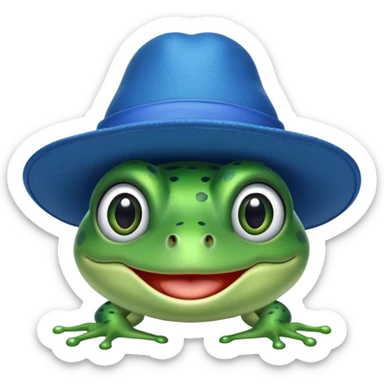 frog wearing a double blue hat sticker