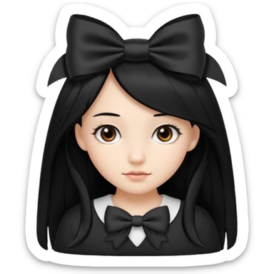 Chica con pelo largo negro con un lazo sticker