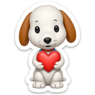 Snoopy holding heart  sticker