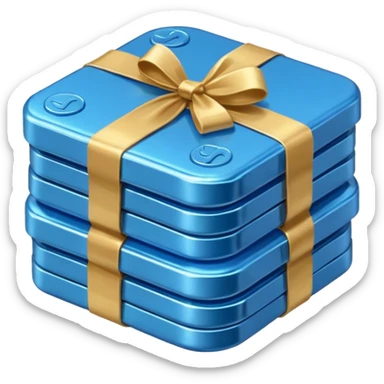 blue coins credit in a package sticker