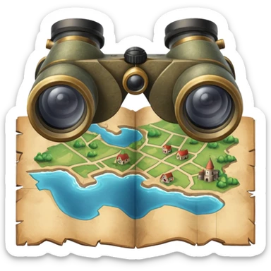 map with binoculars sticker