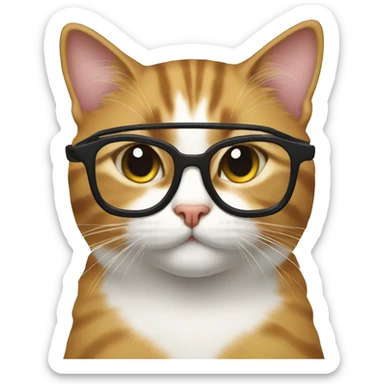 Cat with glasses sticker