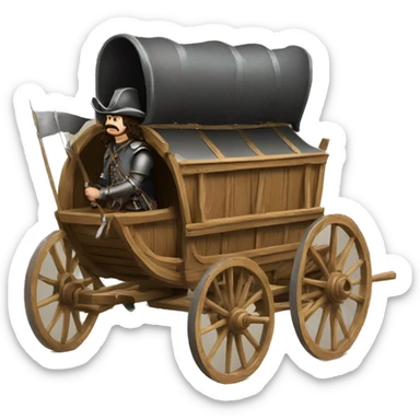 17th century musketeers driving mail wagon sticker
