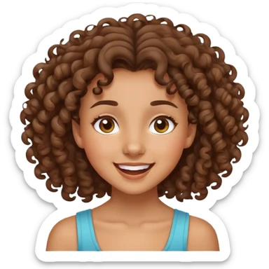 mixed-race girl with curly brown hair, joyful expression sticker