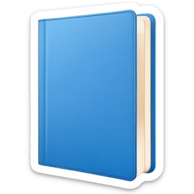 A blue book with a minimalist design and a blank space on the cover for a logo. Modern, clean style sticker