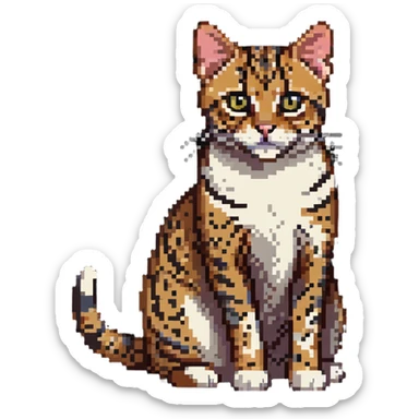 Leopard cat with spotted coat and alert posture sticker