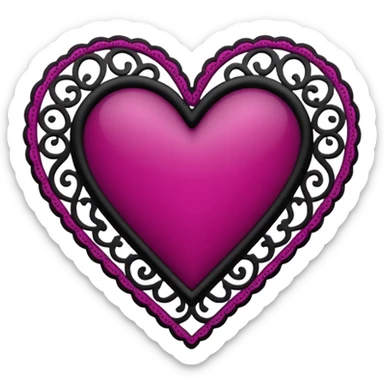 magenta and black lace heart sticker