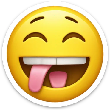 Sming emoji with yellow bone in their mouth sticker