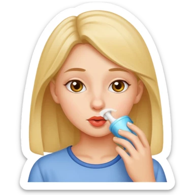 Girl sniffing sticker