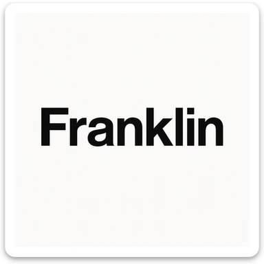 word mark 'Franklin' in title case, clean sans-serif Helvetica-inspired, bold, black sticker