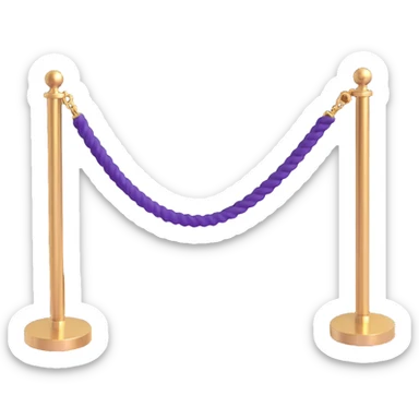 a velvet rope stanchion in gold and purple, representing VIP luxury event access, with a sophisticated look sticker