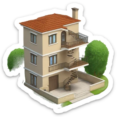Duplex villa with spiral staircase sticker